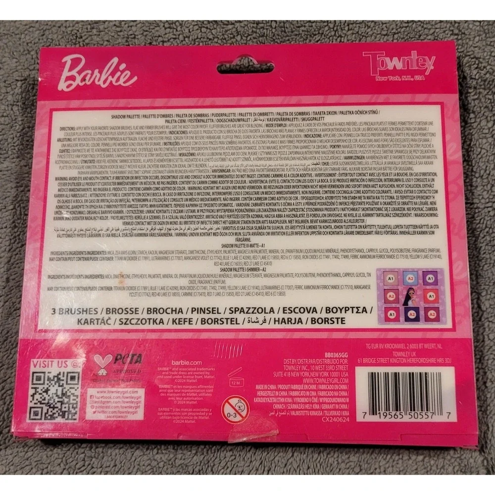 Mattel Barbie Shimmer Pressed Powder Eyeshadow Palette 3 Brushes &2  Kiss Lashes